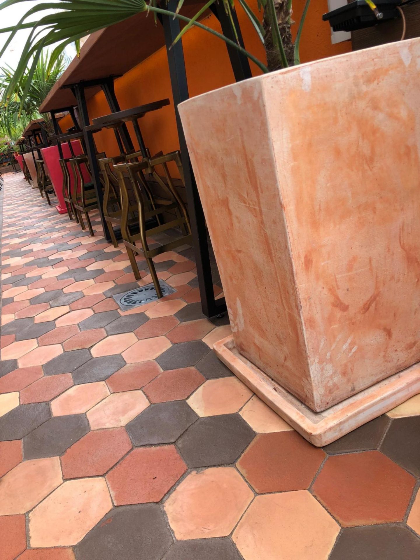 Close up picture of the terracotta rooftop tiles chosen for the restaurant Doña Luz