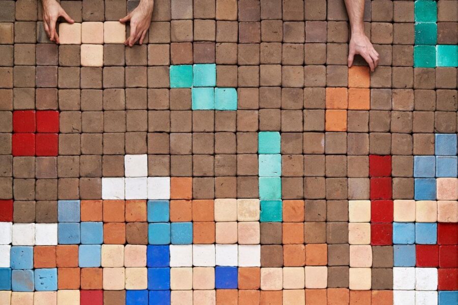 Picture of one of our terracotta floors containing glazed ceramic tiles