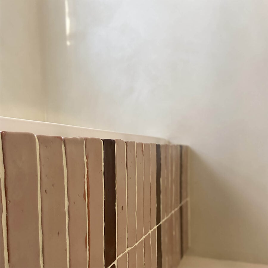 Glazed clay tiles for a family bathroom
